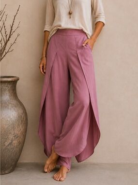 Anthropologie DREW Dusty Mauve Rayon Tulip Wide Leg Pants XS
